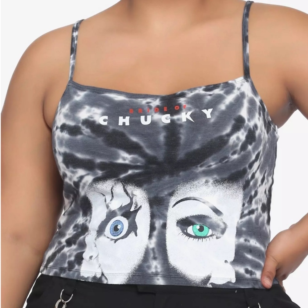 Hot Topic Bride Of Chucky Face Tie-Dye Girls Strappy Tank Medium